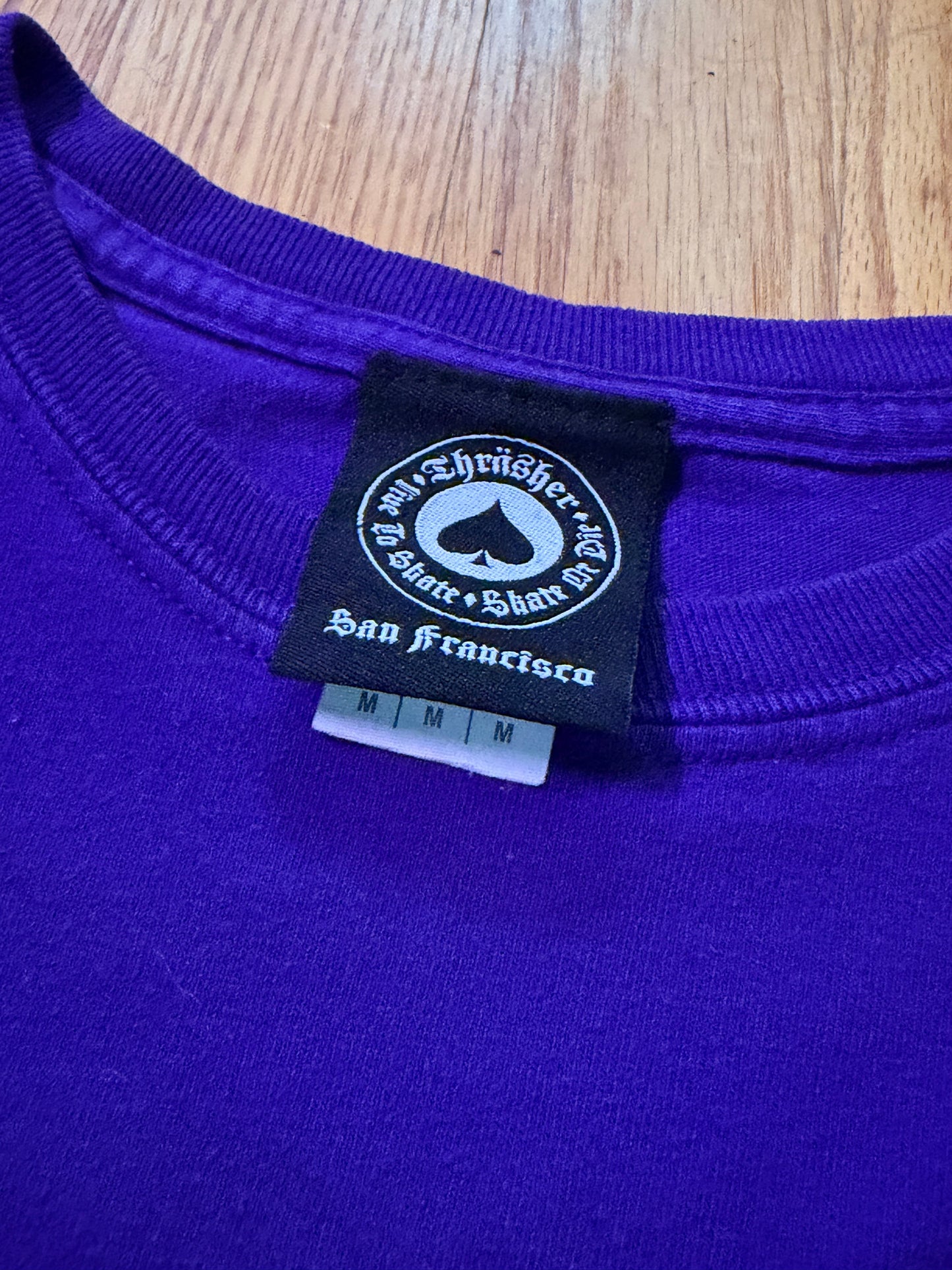 Vintage Thrasher Flame Logo T-Shirt – Purple – Medium