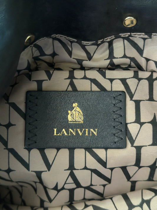 Black Leather Shoulder Bag with Silver-Tone Clasp