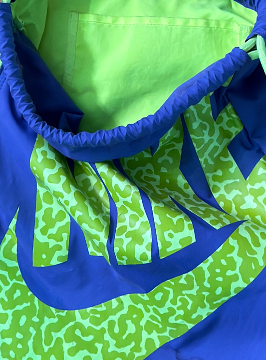 Nike Blue & Neon Green Drawstring Backpack Gym Sack