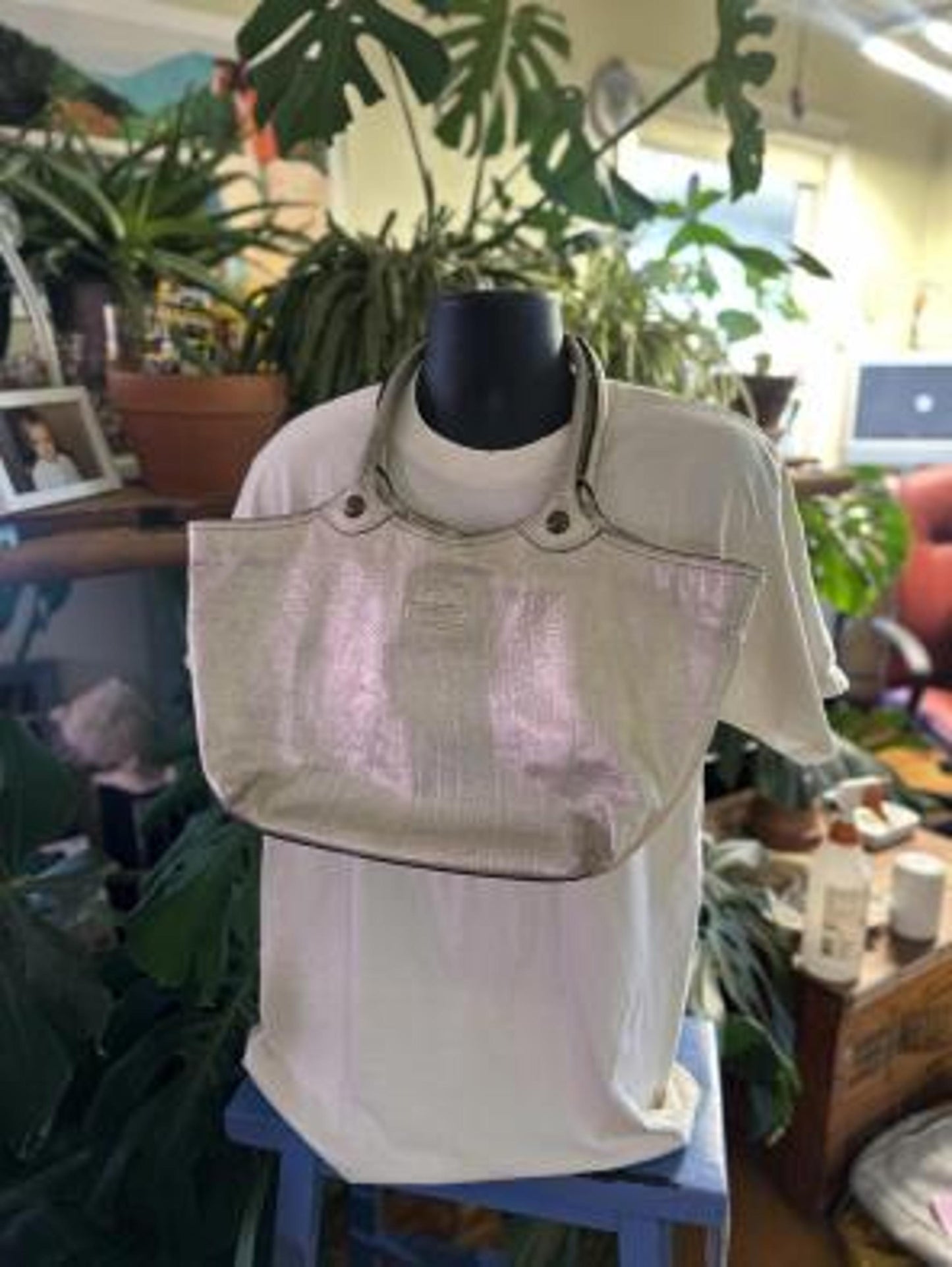 Vintage Metallic Silver Coach Tote Bag 12496