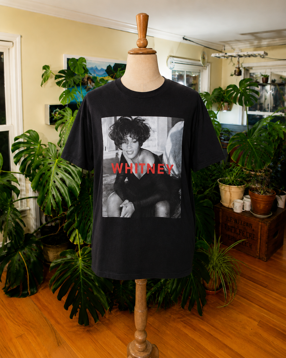 Whitney Portrait Black Graphic T-Shirt