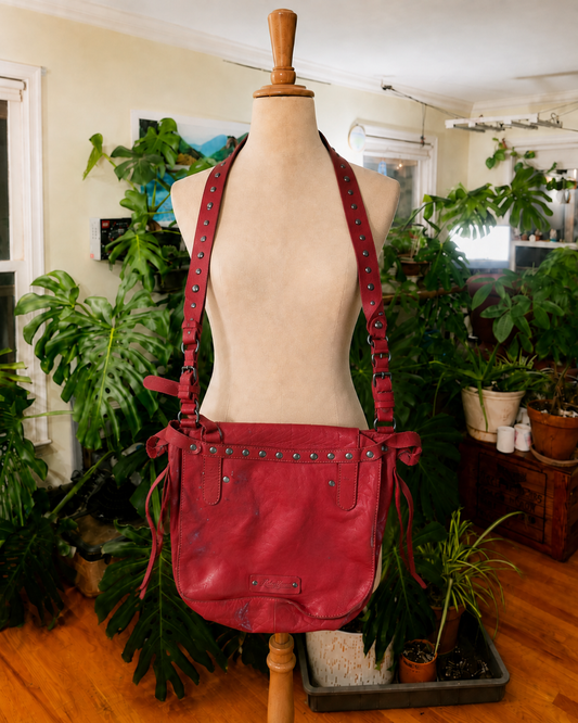 Lucky Brand Red Studded Leather Shoulder Bag – Boho Western Purse