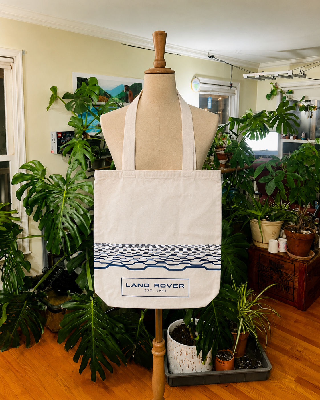Land Rover Est. 1948 White Canvas Tote Bag