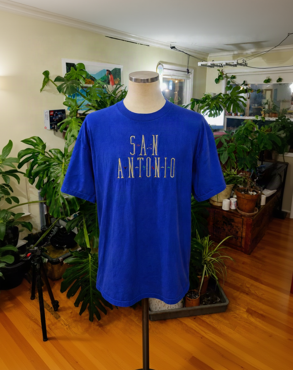 Vintage San Antonio Embroidered T-Shirt – Royal Blue