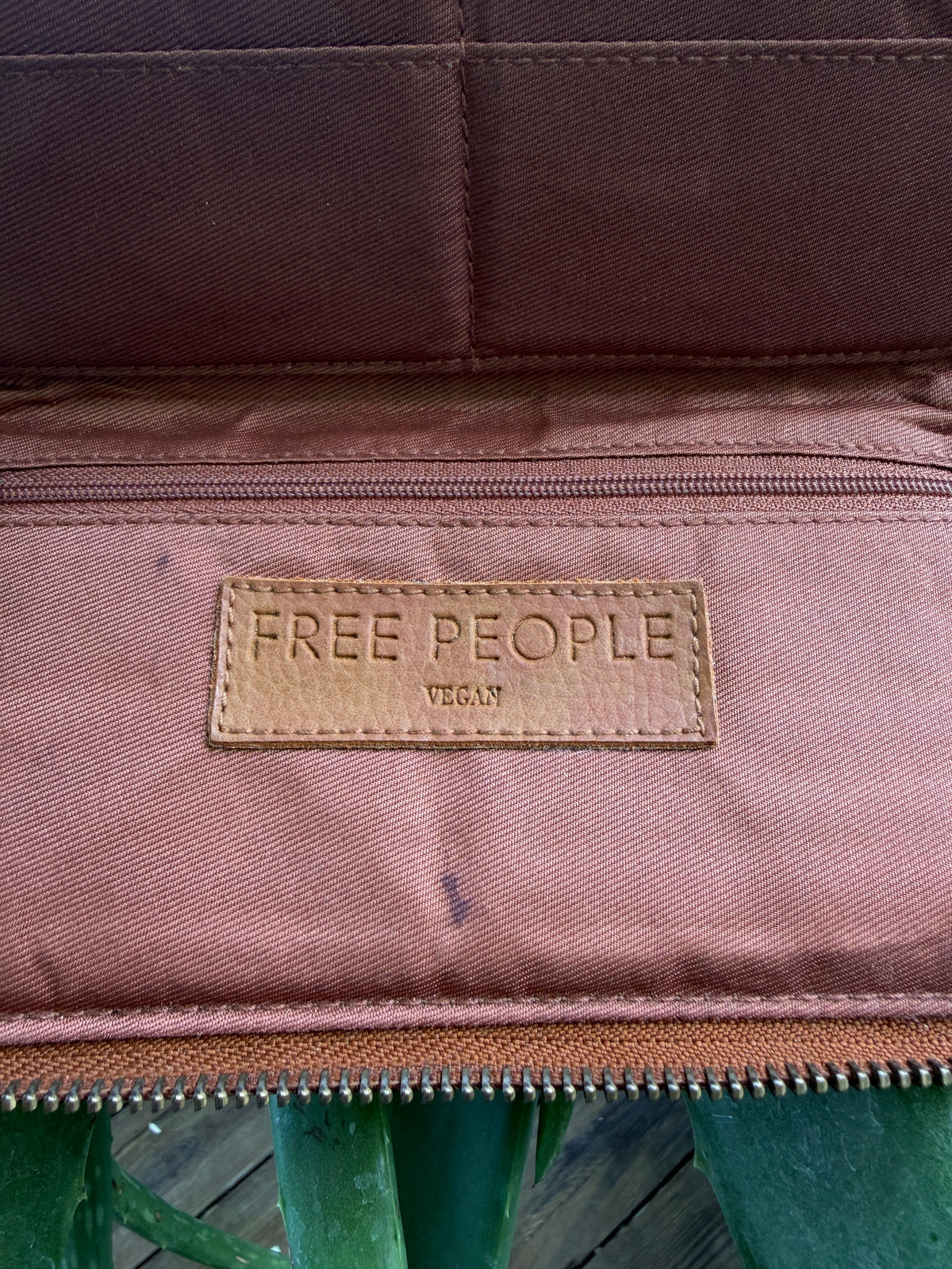 Brown Pebbled Faux Leather Zip-Around Wristlet Wallet